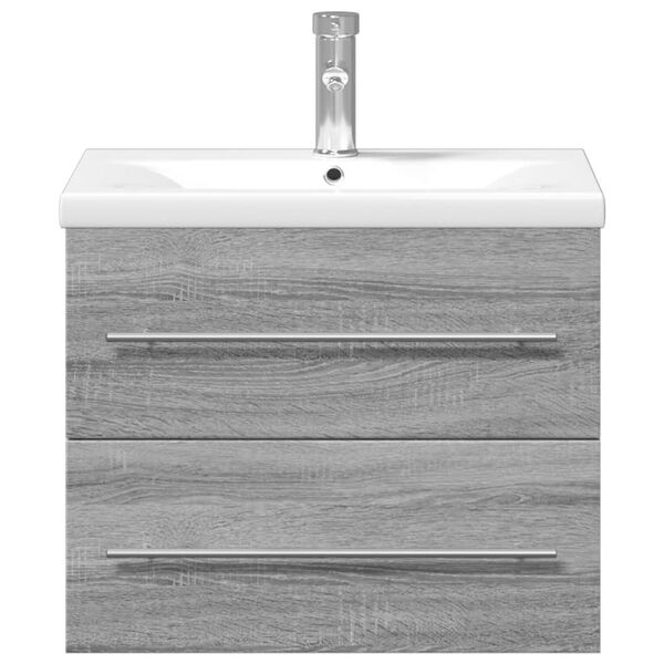 vidaXL Mueble de ba&ntilde;o con lavabo integrado gris Sonoma