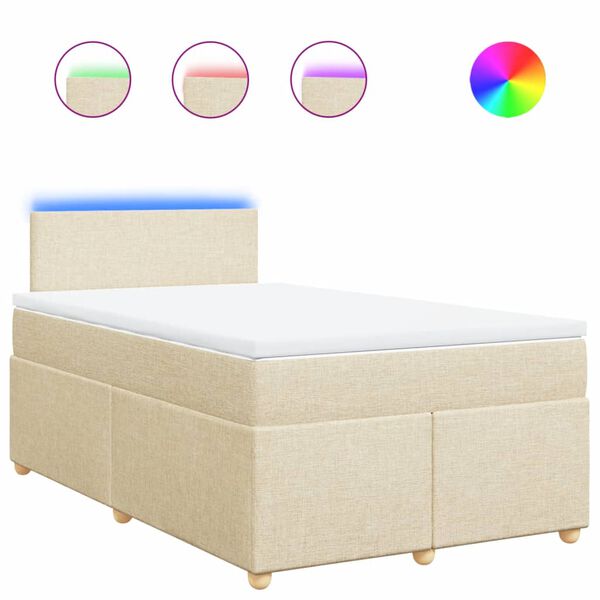 vidaXL Cama box spring con colch&oacute;n tela color crema 120x190 cm