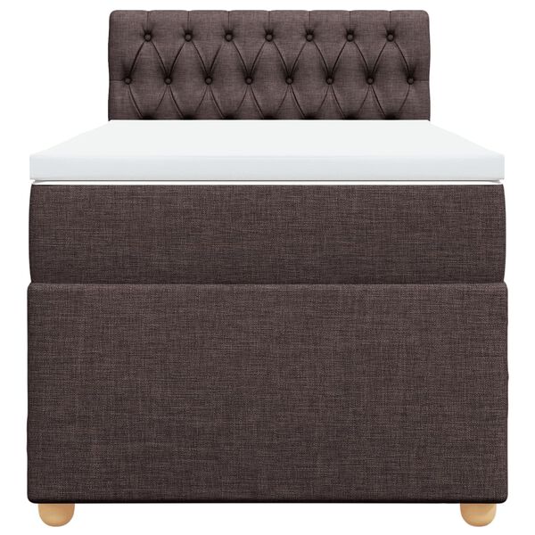 vidaXL Cama box spring con colch&oacute;n tela marr&oacute;n oscuro 90x200 cm