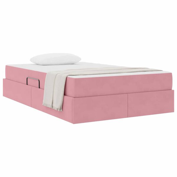 vidaXL Cama con almacenamiento y colch&oacute;n Rosa 120 x 200 cm Terciopelo