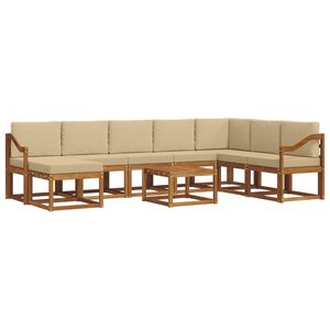 vidaXL Conjunto de sof&aacute;s de exterior 9 uds. Natural y Beige
