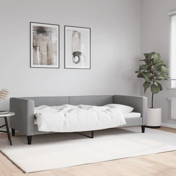 vidaXL Sof&aacute; cama sin colch&oacute;n tela gris claro 90x200 cm