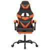vidaXL Silla gaming con reposapi&eacute;s cuero sint&eacute;tico negro naranja