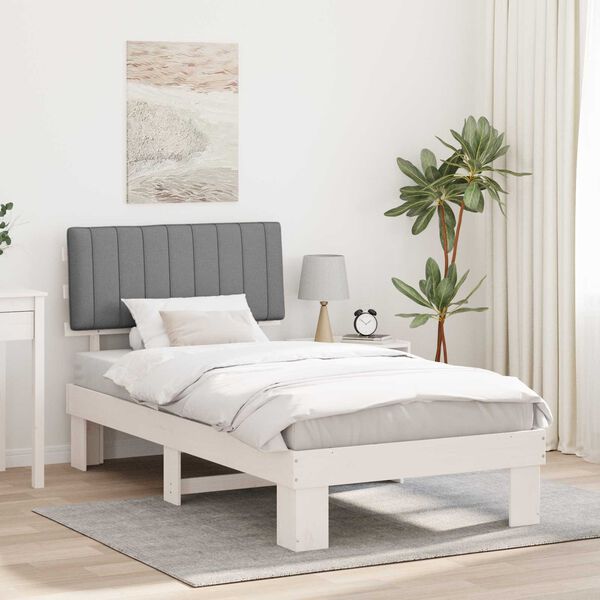 vidaXL Estructura de Cama con Cabecera Tapizada Gris Claro