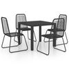 vidaXL Set de comedor de jard&iacute;n de 5 piezas PVC rat&aacute;n negro