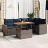 vidaXL Set de muebles de jard&iacute;n 6 pzas y cojines rat&aacute;n sint&eacute;tico gris