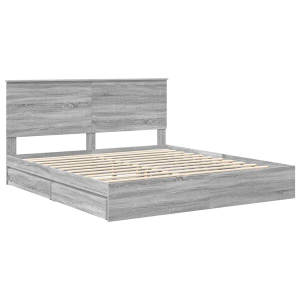 vidaXL Cama con almacenamiento con cabecera Gris Sonoma 180 x 200 cm