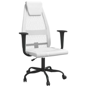 vidaXL Silla de oficina altura ajustable tela malla y cuero PE blanco