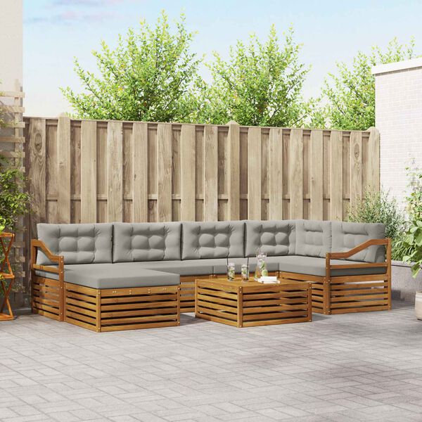 vidaXL Conjunto de sof&aacute;s de exterior 7 pcs Gris Natural y Claro