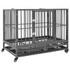 vidaXL Jaula de perro resistente con ruedas acero 92x62x76 cm