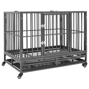vidaXL Jaula de perro resistente con ruedas acero 92x62x76 cm