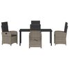 vidaXL Conjunto de Comedor de Jard&iacute;n 5 pcs Gris rat&aacute;n sint&eacute;tico