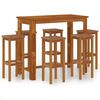 vidaXL Mesa y taburetes altos de jard&iacute;n 7 pzas madera maciza acacia