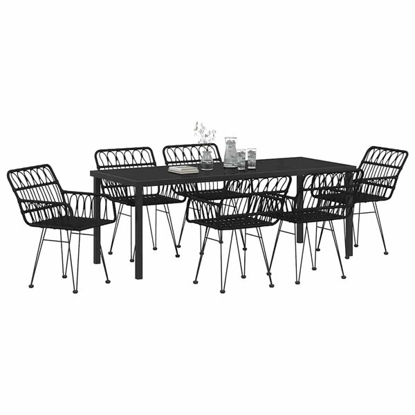 vidaXL Conjunto de Comedor de Jard&iacute;n 7 pcs Negro