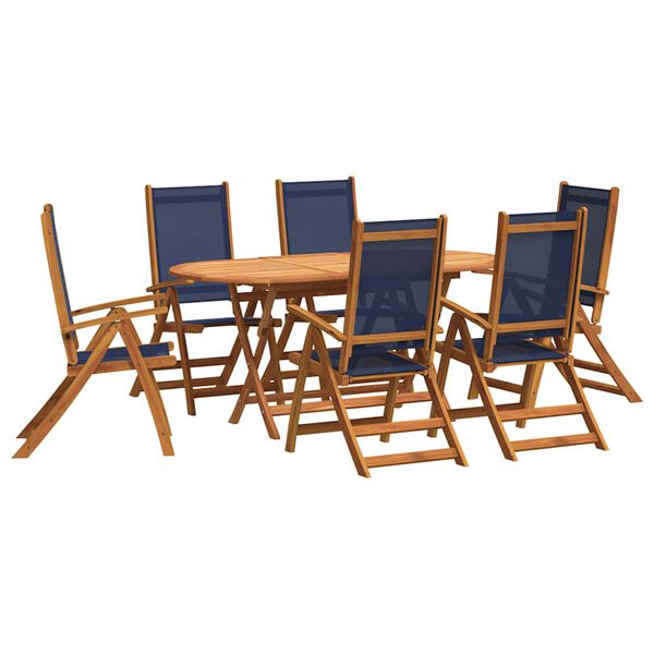 vidaXL Juego comedor de jard&iacute;n 7 pzas madera maciza acacia y textileno