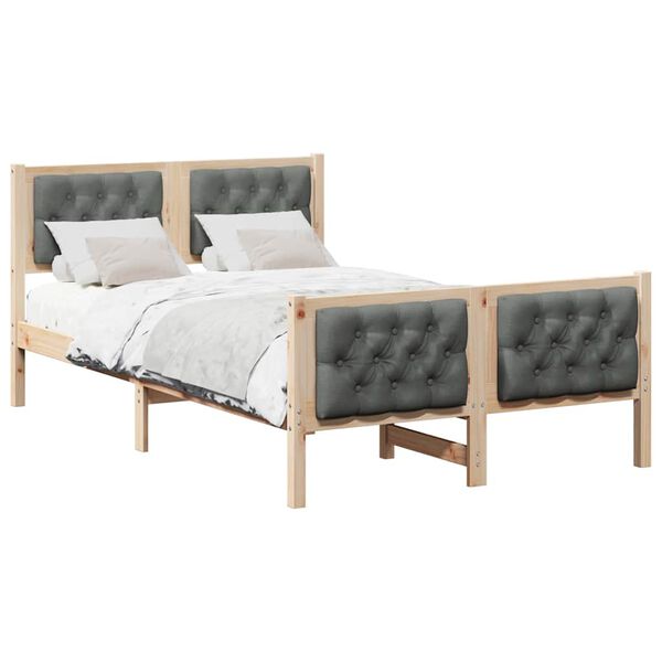 vidaXL Estructura de cama con cabecera Gris oscuro 120 x 190 cm tela