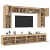 vidaXL Muebles de TV de pared con luces LED 8 piezas roble sonoma