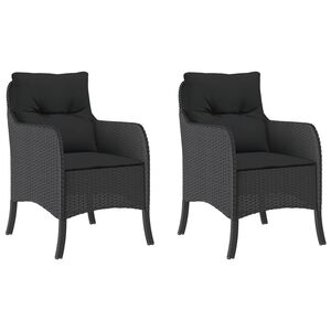 vidaXL Sillones de jard&iacute;n con cojines 2 uds rat&aacute;n sint&eacute;tico negro