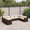 vidaXL Set muebles de jard&iacute;n 9 piezas y cojines rat&aacute;n sint&eacute;tico marr&oacute;n