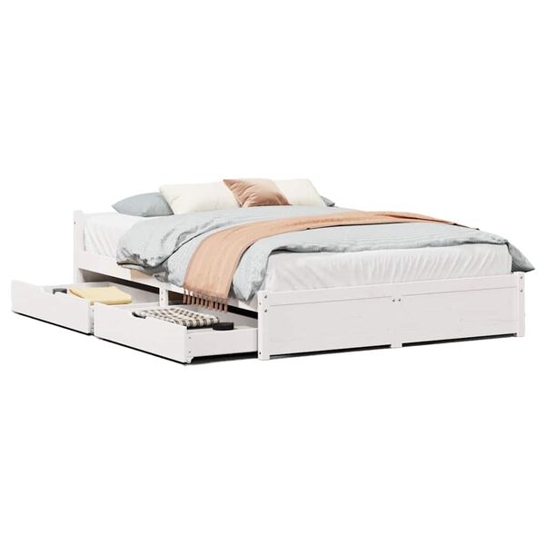 vidaXL Estructura de cama sin colch&oacute;n madera de pino blanca 140x190 cm