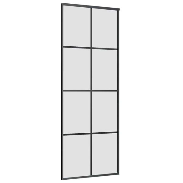 vidaXL Puerta corredera con set herrajes vidrio ESG aluminio 76x205 cm