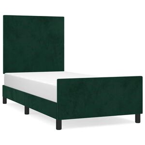vidaXL Estructura de cama sin colch&oacute;n terciopelo verde oscuro 80x200cm