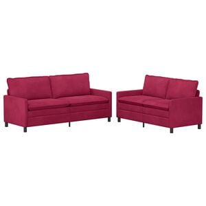 vidaXL Juego de Sof&aacute; 2 uds. Rojo vino Terciopelo