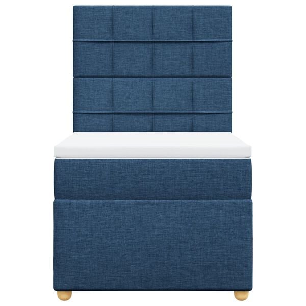 vidaXL Cama box spring con colch&oacute;n tela azul 90x190 cm