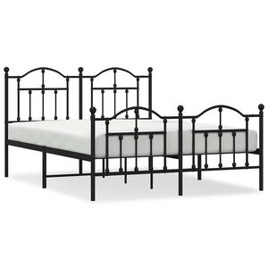 vidaXL Estructura cama sin colch&oacute;n con estribo metal negro 135x190 cm