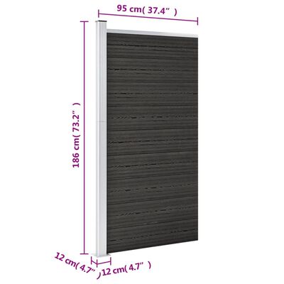 vidaXL Panel de valla WPC gris 95x186 cm