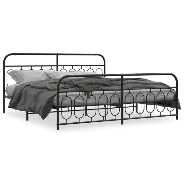 vidaXL Estructura cama sin colchón con estribo metal negro 200x200 cm