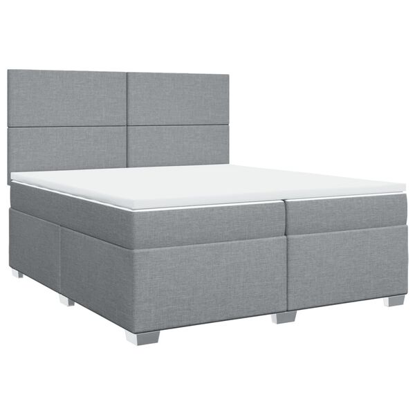 vidaXL Cama box spring con colch&oacute;n tela gris claro 200x200 cm
