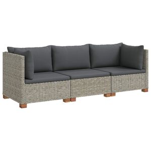 vidaXL 3 uds. Conjunto de Lounge de Rat&aacute;n con Cojines GENDT Gris Kubu