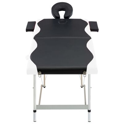 vidaXL Camilla de masaje plegable 2 zonas aluminio negro y blanco