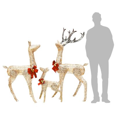 vidaXL Figuras de familia de renos de Navidad dorado 201 LED