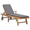 vidaXL Tumbona con coj&iacute;n madera maciza de teca gris oscuro