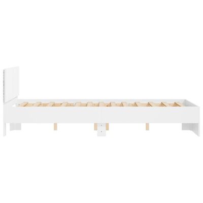 vidaXL Estructura de cama con cabecero y luces LED blanco 135x190 cm