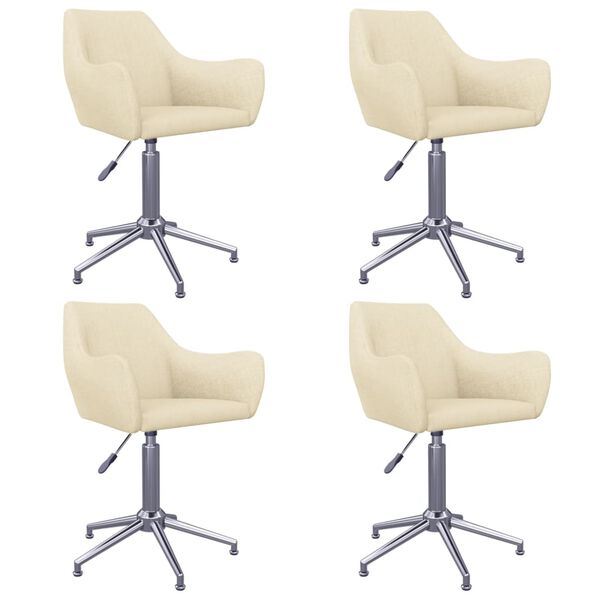 vidaXL Sillas de comedor giratorias 4 unidades tela crema