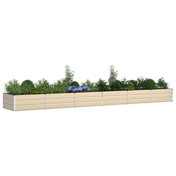 vidaXL Jardinera Marfil 195 x 100 x 45 cm Acero Galvanizado
