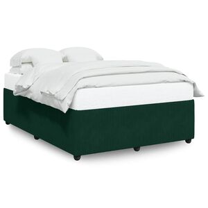 vidaXL Estructura cama sin colch&oacute;n terciopelo verde oscuro 160x200 cm