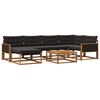 vidaXL Conjunto de sof&aacute;s de exterior con coj&iacute;n 7 pcs Natural y negro