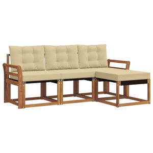 vidaXL Conjunto de sof&aacute;s de exterior con coj&iacute;n 4 pcs Natural y Beige