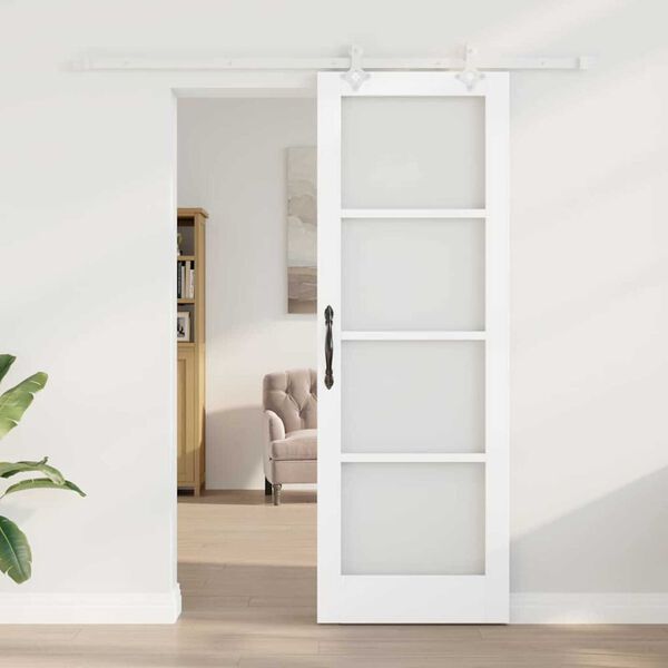 vidaXL Puerta Corredera 73,5 x 211 cm Madera de pino maciza y vidrio