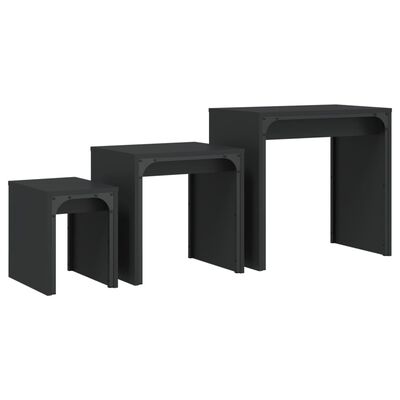 vidaXL Mesas de centro apilables 3 piezas madera de ingeniería negro