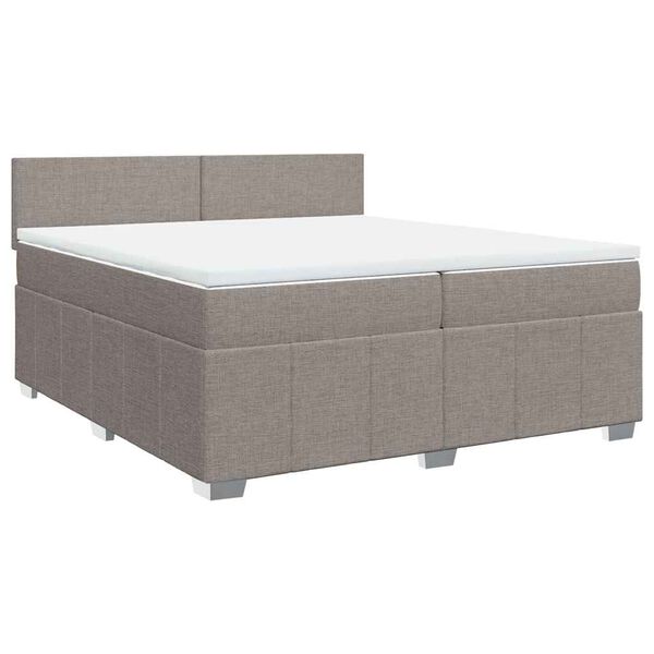 vidaXL Cama box spring con colch&oacute;n tela gris taupe 200x200 cm