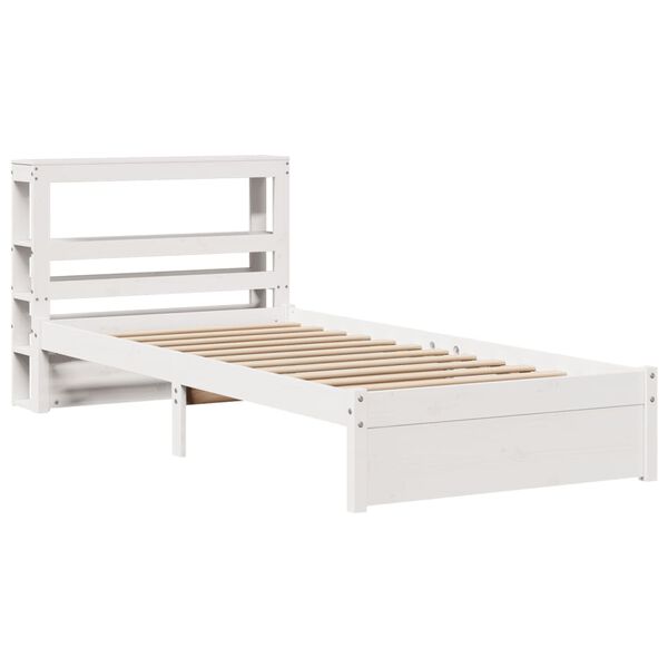 vidaXL Estructura de cama con cabecero madera pino blanco 75x190 cm