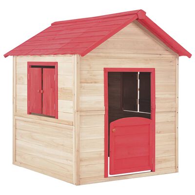 vidaXL Casa de juegos de niños madera roja