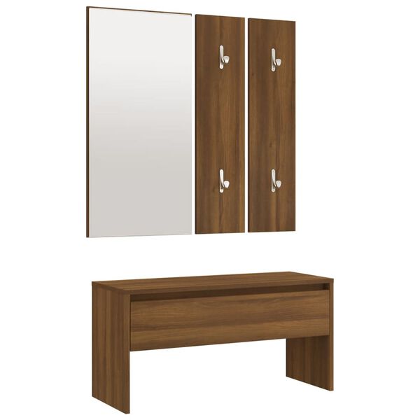vidaXL Set de muebles de recibidor madera contrachapada roble marrón