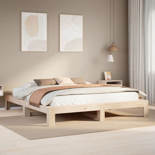 vidaXL Estructura de cama sin colch&oacute;n madera maciza de pino 180x200 cm