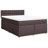 vidaXL Cama box spring con colch&oacute;n tela marr&oacute;n oscuro 140x190 cm